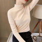 Dames Comfortabele Effen Kleur Halfhoge Hals Lange Mouw Top
