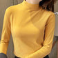 Dames Comfortabele Effen Kleur Halfhoge Hals Lange Mouw Top