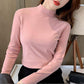 Dames Comfortabele Effen Kleur Halfhoge Hals Lange Mouw Top