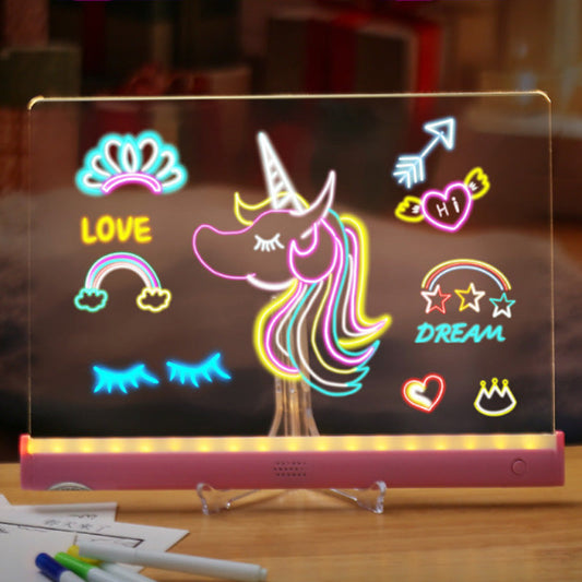 ✨ Kinderen LED Glow Tekenbord DIY Set – Magisch Voor Creatief Speelplezier, Oogvriendelijk & Draagbaar!