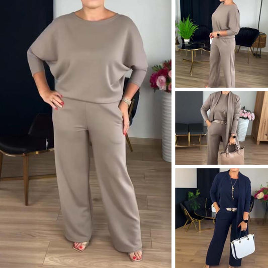 Elegante 3-delige set: lang vest, topje en broek