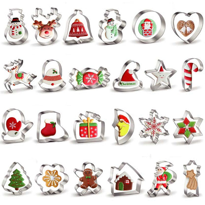 24-delige roestvrijstalen kerstkoekjesvormpjes set