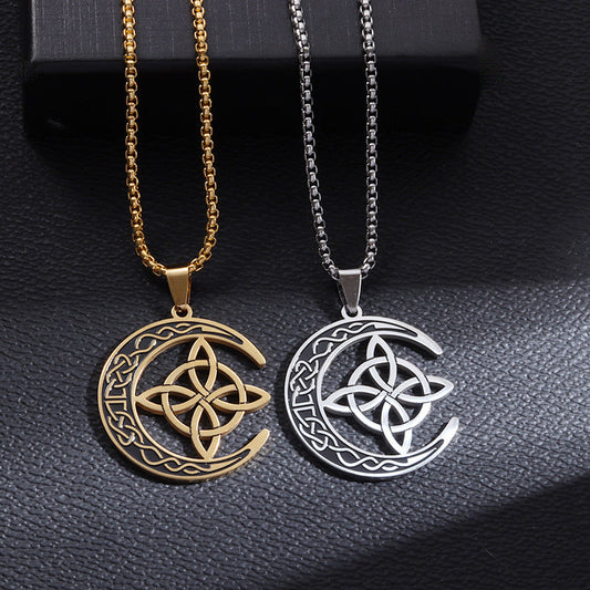 🔥 LAATSTE DAG PROMOTIE – 50% KORTING! 🔥🌙 Keltische maan hanger ketting – roestvrij staal, genderneutraal symbool van kracht en bescherming