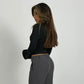 🔥Elegante diepe V-hals met kant afgezette slanke mouwtop