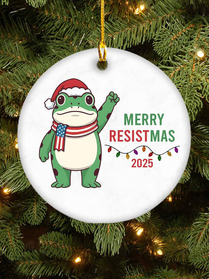 Vrolijk Resistmas Portland Kikker bedrukt  Acryl decoratief ornament