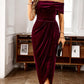Elegante maxi-jurk met ruches en blote schouders voor dame