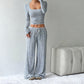 Gestreepte gebreide slim fit top & wijde broek se