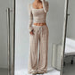 Gestreepte gebreide slim fit top & wijde broek se