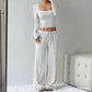 Gestreepte gebreide slim fit top & wijde broek se