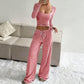 Gestreepte gebreide slim fit top & wijde broek se