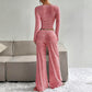 Gestreepte gebreide slim fit top & wijde broek se