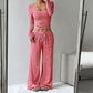 Gestreepte gebreide slim fit top & wijde broek se
