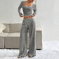 Gestreepte gebreide slim fit top & wijde broek se