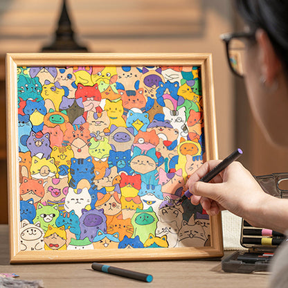 🐱Houten fotolijst in de vorm van een puzzel met een kat, om zelf te beschilderen