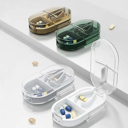 2-in-1 Draagbare Pillensnijder en Opbergdoosje