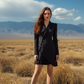 Button-Front Pleated Mini Blazer Dress