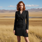 Button-Front Pleated Mini Blazer Dress