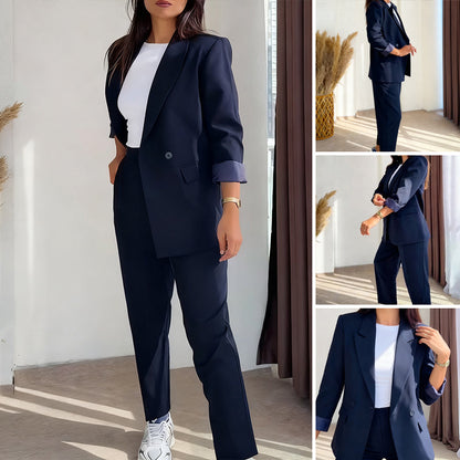 ⏳Tijdelijk 50% korting⏰Klassieke damesblazer en broekset van 2 stuks🧥👖