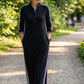 Minimalistische jurk met button-down kraag en contrasterende ran