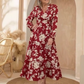 Maxi-jurk met V-hals, getailleerde taille, bloemenprint en lange mouwe