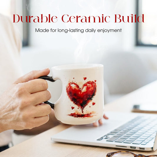 Heat-Reactive Color-Changing Mug with Heart Handle
