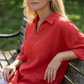 Women's Lapel V-Neck Tunic Top with Pockets
