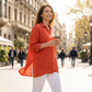 Women's Lapel V-Neck Tunic Top with Pockets