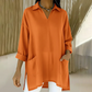 Women's Lapel V-Neck Tunic Top with Pockets
