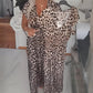 👗Nieuw binnen 40% KORTING!🥰Damesjurk met V-hals en luipaardprin