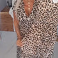 👗Nieuw binnen 40% KORTING!🥰Damesjurk met V-hals en luipaardprin