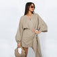 Women's V-Neck Wrap Dress – Tijdloze Elegantie voor Elke Gelegenheid