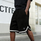 Sportshorts met trekkoord in de taille en gestreepte zoom