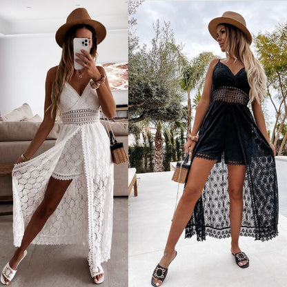 🎁Nieuwe collectie 50% korting💥Damesjumpsuit met spaghettibandjes – Losse vrijetijdsjumpsuit met uitgesneden design✨