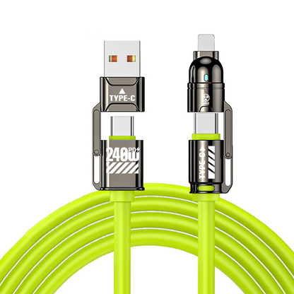 🔌 Tehokas 4-in-1-pikalatauskaapeli, 240 W:n PD-moniliitäntäinen latauskaapeli, USB-A/USB-C – Type-C/Lightning, yleiskäyttöinen pikalatauskaapeli puhelimille ja kannettaville tietokoneill