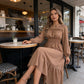👗✨ Damesmaxi-jurk met lange mouwen – gesmokt bovenstuk & ruches, elegant voor dagelijks gebruik en speciale gelegenhede