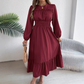 👗✨ Damesmaxi-jurk met lange mouwen – gesmokt bovenstuk & ruches, elegant voor dagelijks gebruik en speciale gelegenhede