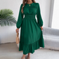👗✨ Damesmaxi-jurk met lange mouwen – gesmokt bovenstuk & ruches, elegant voor dagelijks gebruik en speciale gelegenhede