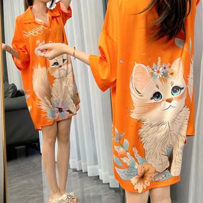 Cute Cat Print Breathable Dress