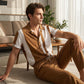 Tweedelige set voor heren met shirt en broek in kleurblokke