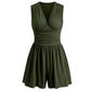 👗Women's Sleeveless V-Neck Ruched Waist Romper