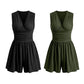 👗Women's Sleeveless V-Neck Ruched Waist Romper