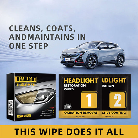 🚗💡Koplamp Herstel Kit - 2-Stappen Reinigingsdoekjes