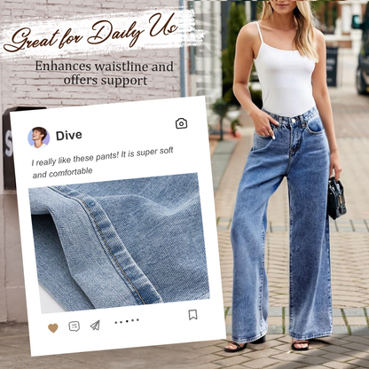 Women' s High Waist Wide Leg Straight Jeans