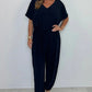 Effen gekleurde jumpsuit met V-hals en losse taille
