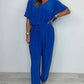 Effen gekleurde jumpsuit met V-hals en losse taille