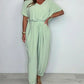Effen gekleurde jumpsuit met V-hals en losse taille