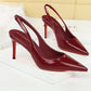 Damesslingback stiletto's met spitse neus van lakleer