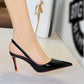 Damesslingback stiletto's met spitse neus van lakleer