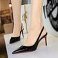 Damesslingback stiletto's met spitse neus van lakleer