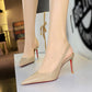 Damesslingback stiletto's met spitse neus van lakleer